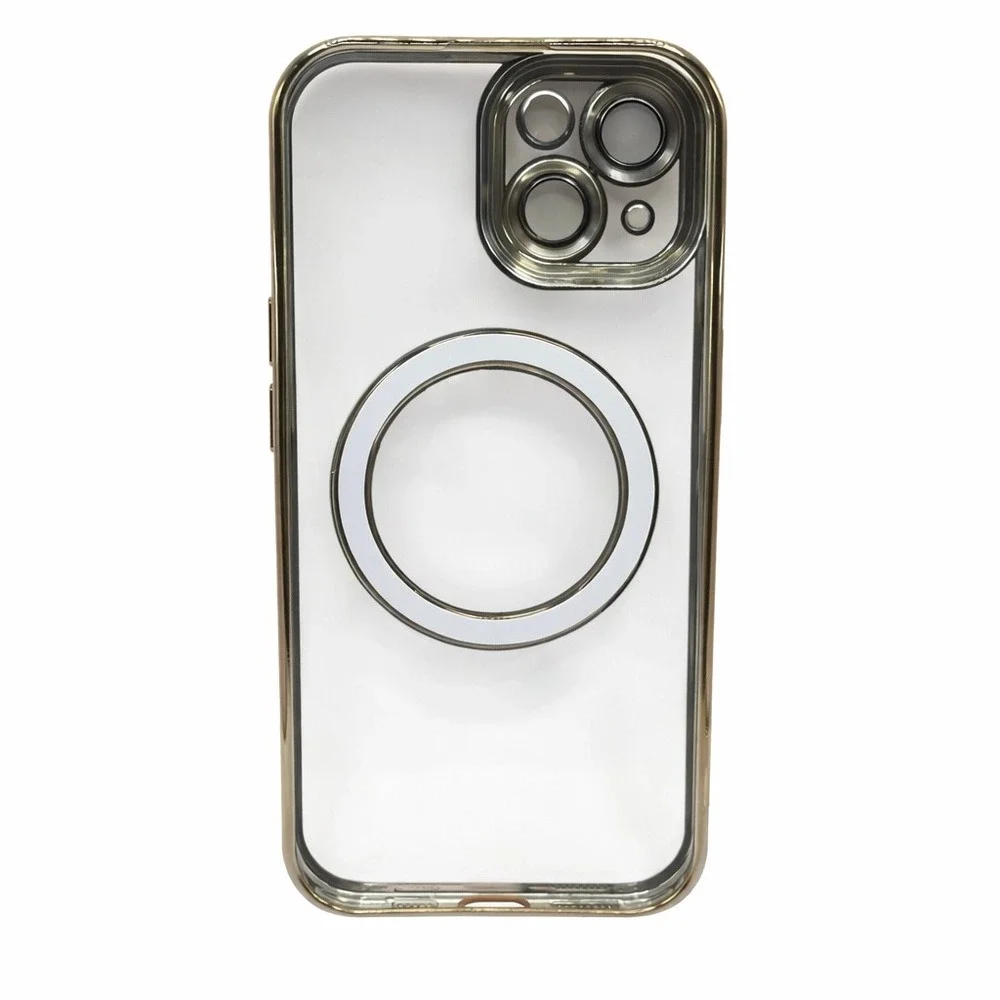iPhone‎ 15 Clear Protective Case Gold Metallic Trim NEW